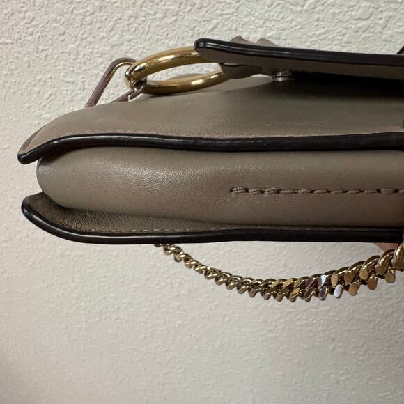 Chloe Faye Small Crossbody Leather Suede Taupe Grey - Picture 13 of 13